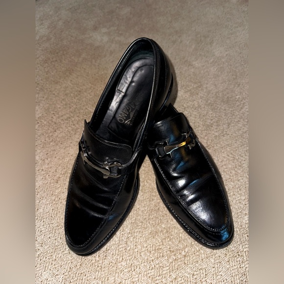 Men’s Black Salvatore Ferragamo Moccasin With Gancini Ornament Shoe - Picture 2 of 5